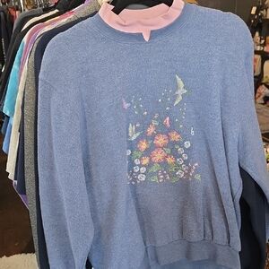Blue Floral Women's Sweater